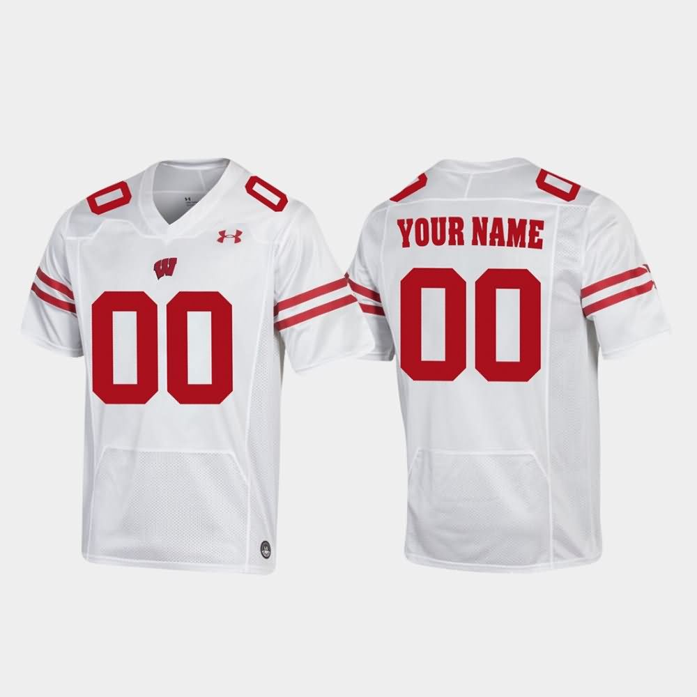 Wisconsin Badgers Men's #00 Custom NCAA Under Armour Authentic White College Stitched Football Jersey IR40U55ZX
